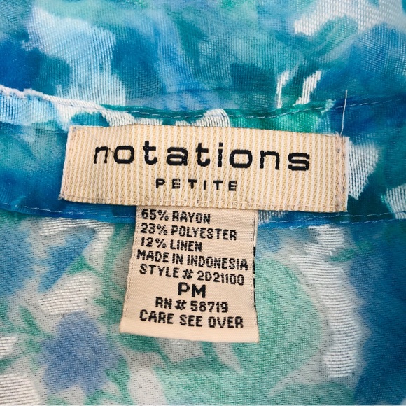 Notations Petite sheer blue floral blouse - Picture 11 of 15